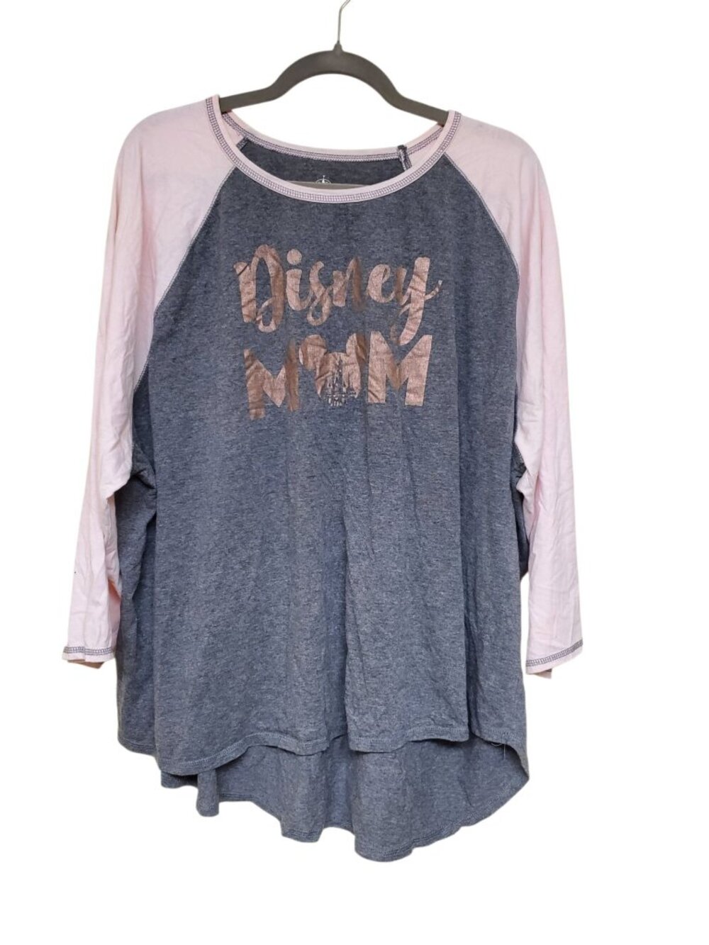 Disney Parks Disney Mom Woman's Light Pink Charcoal Raglan Tee Plus Size 3X